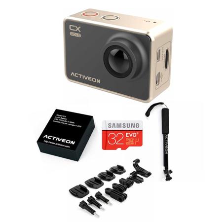 ACTIVEON CX Gold Action Cam With Accesseory Bundle