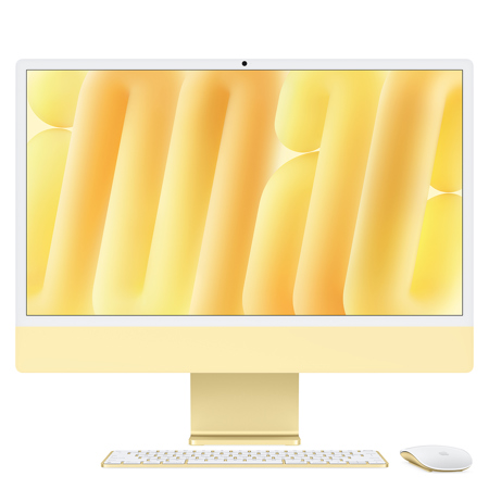 Apple iMac 24" with Retina 4.5K, M4 with 10-Core CPU & 10-Core GPU, Late 2024, Yellow 24GB 512GB SSD Gigabit Ethernet MagicKeyboard w/TouchID & Numeric Key Standard Display