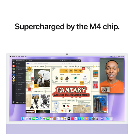 Apple iMac 24" with Retina 4.5K, M4 with 10-Core CPU & 10-Core GPU, Late 2024, Purple 16GB 256GB SSD Gigabit Ethernet MagicKeyboard w/TouchID & Numeric Key Nano-Texture Display