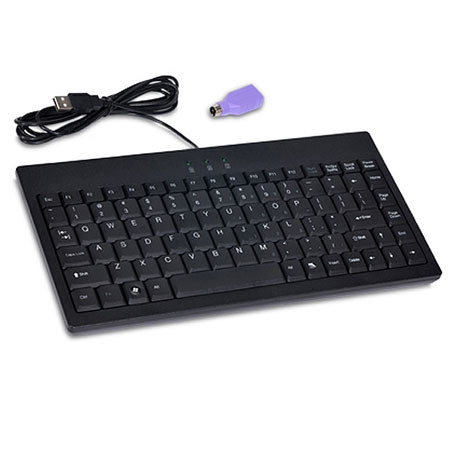 Adesso Easy Touch Mini Keyboard, USB + PS/2, Black