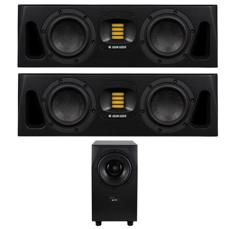 Adam Audio A44H Horizontal 4" 130W Powered Active 2-Way Studio Monitor, Pair, Bundle with Sub10 MK2 10" 200W Subwoofer