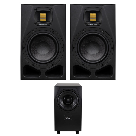 Adam Audio A7V 7" 130W Active Studio Monitor, Pair, w/Sub10 MK2 10" Subwoofer