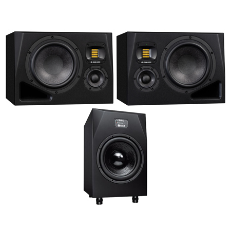 Adam Audio A8H 8" 340W Active Studio Monitor, Pair, w/Sub12 12" 300W Subwoofer
