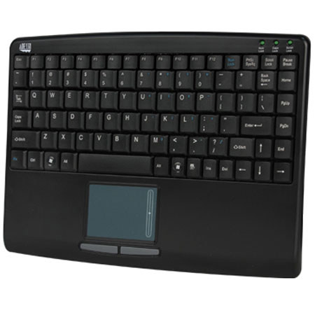 Adesso SlimTouch PS/2 Mini Keyboard with Built-In Touchpad, Black