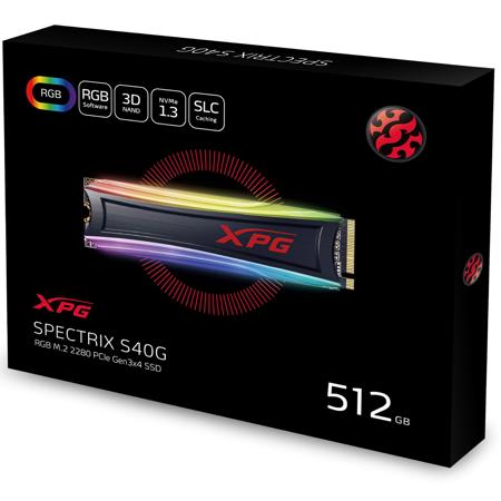 XPG SPECTRIX S40G 512GB RGB NVMe PCIe Gen 3.0 x4 M.2 Internal SSD