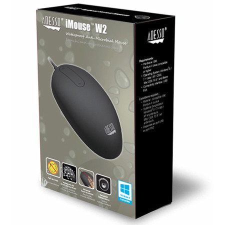 Adesso iMouse W2 Antimicrobial Waterproof Touch Scroll USB Mouse