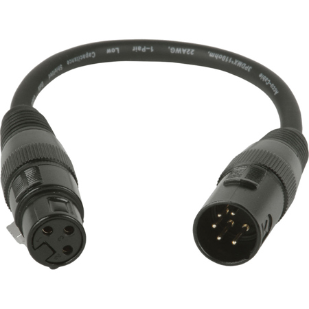 American DJ Accu-Cable 1' 5-Pin XLR M to 3-Pin XLR Female DMX Turnaround Cable