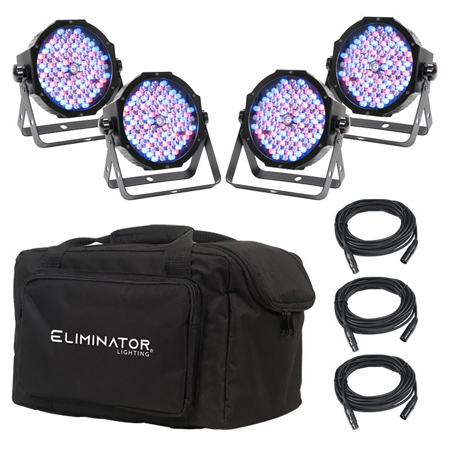 American DJ Eliminator Lighting Mega Flat PAK EP with 4x Mega Par Profile EP 108x 4W RGB+UV LED Wash Light