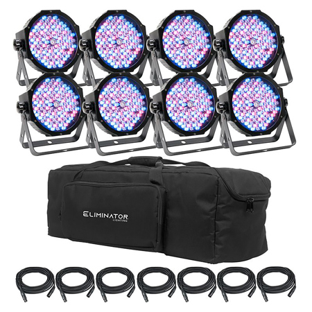 American DJ Eliminator Lighting Mega Flat PAK8 EP with 8x Mega Par Profile EP 108x 4W RGB+UV LED Wash Light