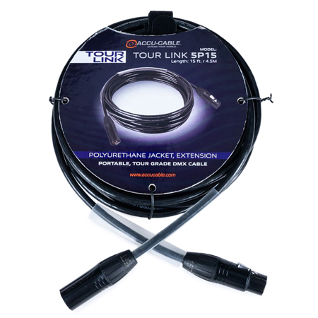 American DJ Accu-Cable Tour Link 5P15 15' 5-Pin XLR Male to Female DMX Cable
