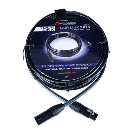 American DJ Accu-Cable Tour Link 5P25 25' 5-Pin XLR Male to Female DMX Cable