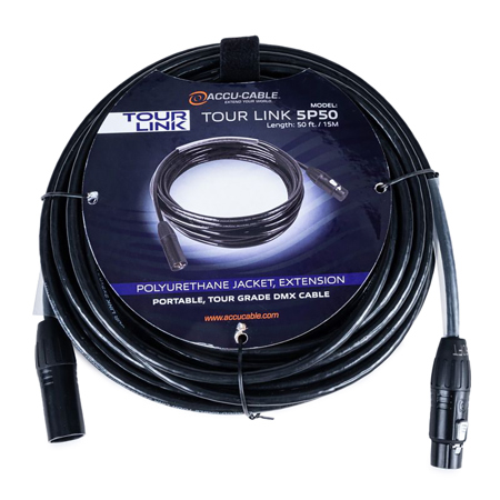 American DJ Accu-Cable Tour Link 5P50 50' 5-Pin XLR Male to Female DMX Cable