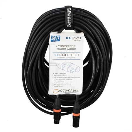 American DJ Accu-Cable XLPRO Series 100' 3-Pin XLR Male to Female Audio Cable