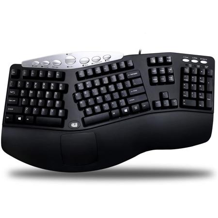 Adesso Tru-Form Media Contoured Ergonomic Keyboard with Hotkeys