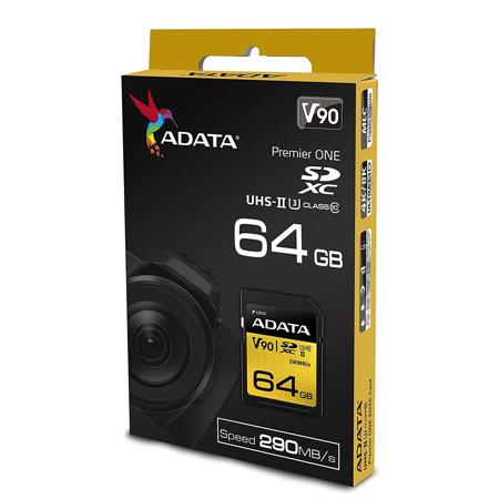 AData Premier ONE 64GB SDXC UHS-II Class 10 (U3) Memory Card