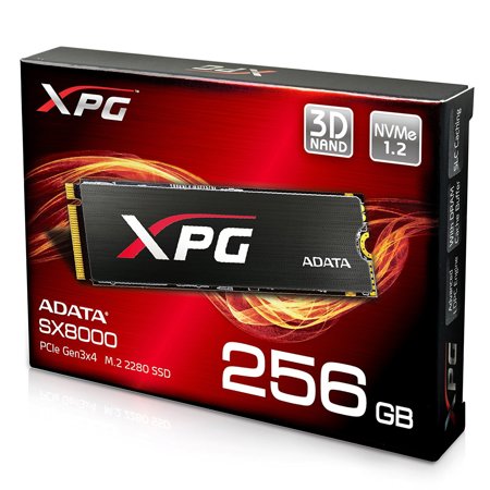 AData XPG SX8000 PCIe Gen3x4 M.2 2280 256GB Internal Solid State Drive, Heatsink