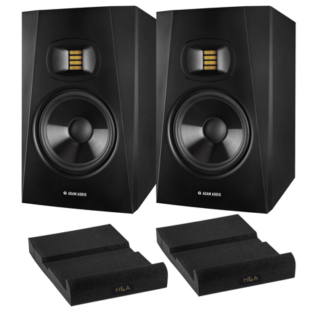 Adam Audio Professional T-Series T7V 7" 70W 2-Way Active Nearfield Monitor, Pair, Bundle with 2x Isolation Pad