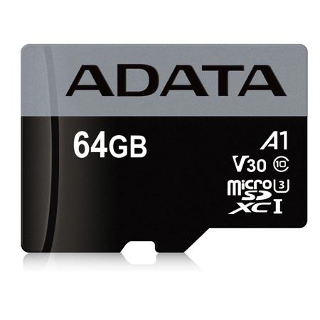 AData Premier Pro 64GB microSDXC UHS-I Class 10 (U3) Memory Card, SD Adapter