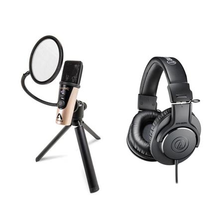 Apogee Electronics HypeMiC USB Cardioid Condenser Microphone with Built-In Analog Compressor with Audio-Technica ATH-M20x Monitor Headphones