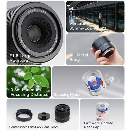 TTArtisan AF 23mm f/1.8 Lens for Sony E, Black AF2318-E-B