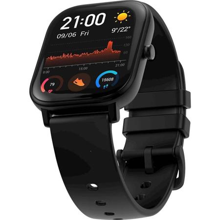Amazfit GTS Smartwatch with AMOLED Display & Silicone Band, Black