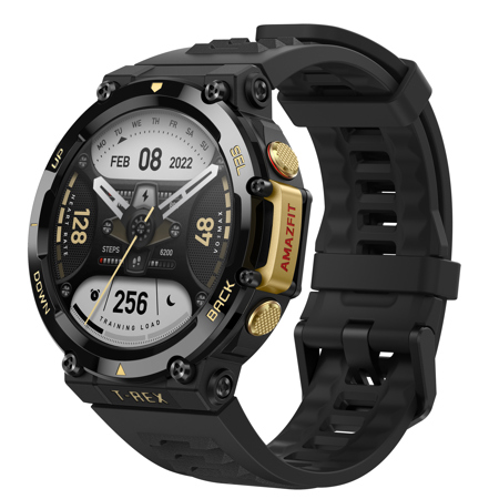 AmazFit T-Rex 2 Waterproof Touchscreen GPS Smartwatch, Astro Black and Gold