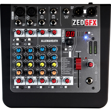 Allen & Heath ZED-6FX 6 Input Analog Mixer with FX On-Board Effects Engine