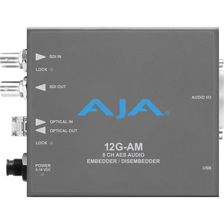 AJA 12G-AM-T 12G-SDI 8-Ch AES Audio Embedder/Disembedder Converter, LC Fiber Tx
