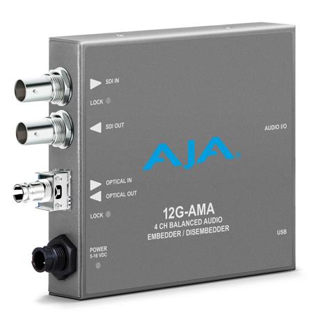 AJA 12G-AMA-R-ST 12G-SDI 4-Ch Audio Embedder/Disembedder Converter, ST Fiber Tx