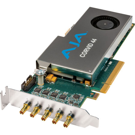 AJA Corvid 44 4-Channel 8-Lane 4K UltraHD 3G-SDI PCIe 2.0 Card, Short Bracket, 5x BNC Cable Adapter