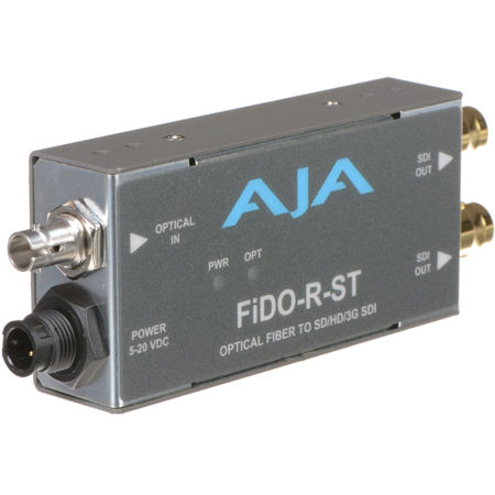 AJA FiDO-R-ST Single Channel Optical Fiber ST to SDI Converter with Dual SDI Outputs