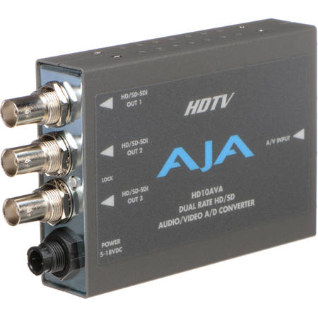 AJA HD10AVA SD/HD Analog Composite or Component Video & 4-Channel Analog Audio to SD/HD-SDI with Embedded Audio - PLEASE NOTE: POWER SUPPLY SOLD SEPARATELY