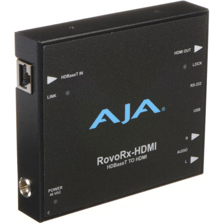 AJA RovoRx-HDMI UltraHD/HD HDBaseT Receiver, Integrated HDMI Video/Audio Outputs