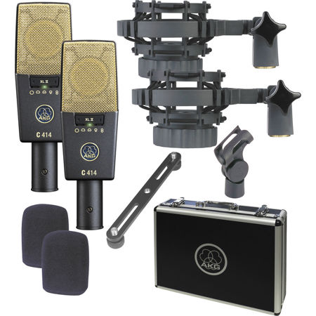 AKG C414 XLII Matched Pair Multi-Pattern Large-Diaphragm Studio Condenser Microphone, Set of 2