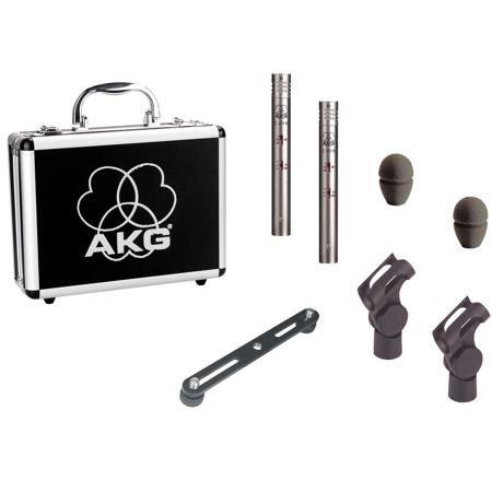 AKG C451 B Matched Pair Reference Small-Diaphragm Studio Condenser Microphone, Set of 2, Satin Nickel