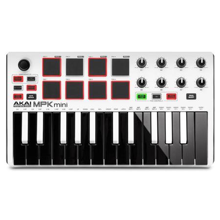 Akai MPK Mini MKII USB Compact Keyboard & Pad Controller, White on Black