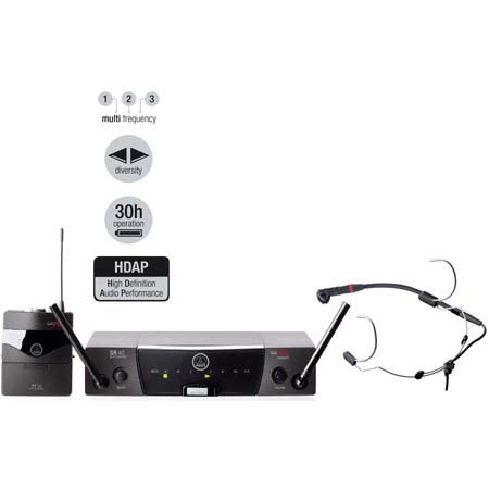 AKG WMS40 FLEXX/40B SPORTS Diversity System, with Bodypack Transmitter & C444L Cardiod Headset Microphone, Frequency 40/B (TV Channel 58)
