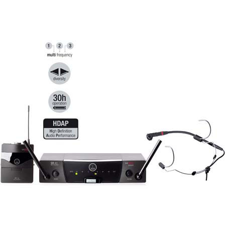 AKG WMS40 FLEXX/40C SPORTS Diversity System, with Bodypack Transmitter & C444L Cardiod Headset Microphone, Frequency 40/C (TV Channel 60)