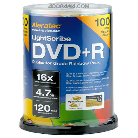 Aleratec DVD+R 16x Lightscribe V1.2 Duplicator 100-Pk
