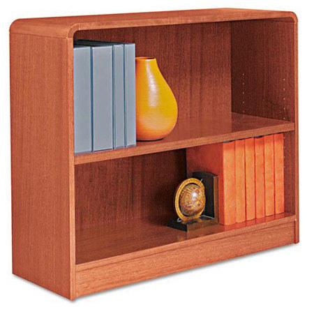 Alera BCR23036 Radius Corner Wood Veneer 2-Shelf Bookcase, Medium Oak