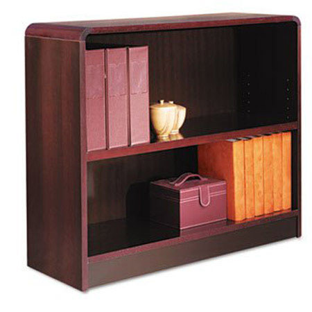 Alera BCR23036 Radius Corner Wood Veneer 2-Shelf Bookcase, Mahogany