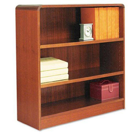 Alera BCR33636 Radius Corner Wood Veneer 3-Shelf Bookcase, Medium Cherry