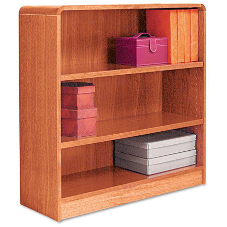 Alera BCR33636 Radius Corner Wood Veneer 3-Shelf Bookcase, Medium Oak