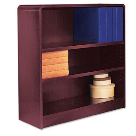 Alera BCR33636 Radius Corner Wood Veneer 3-Shelf Bookcase, Mahogany