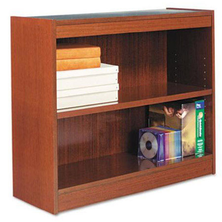 Alera BCS23036 Square Corner Wood Veneer 2-Shelf Bookcase, Medium Cherry