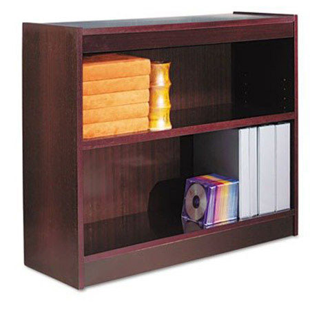 Alera BCS23036 Square Corner Wood Veneer 2-Shelf Bookcase, Mahogany