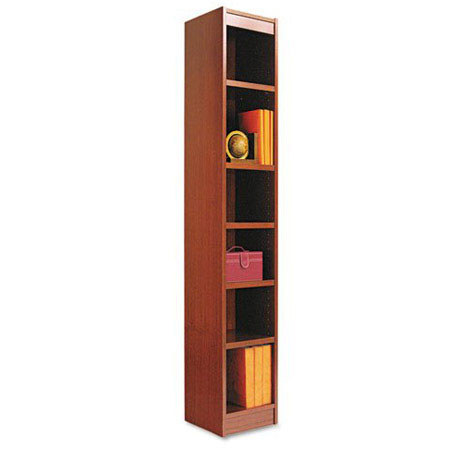 Alera BCS67212 Narrow Profile Wood Veneer 6-Shelf Bookcase, Medium Cherry