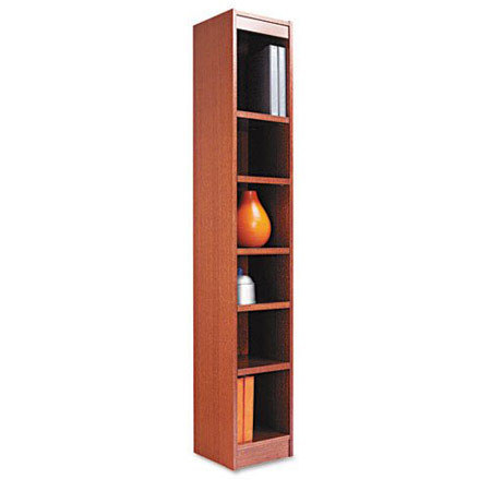 Alera BCS67212 Narrow Profile Wood Veneer 6-Shelf Bookcase, Medium Oak