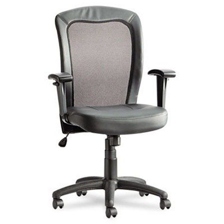 Alera Easton Mesh/Leather Mid-Back Synchro-Tilt Chair, Black