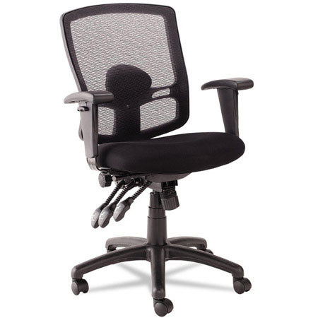 Alera Etros Series Mesh Mid-Back Petite Multifunction Chair, Black